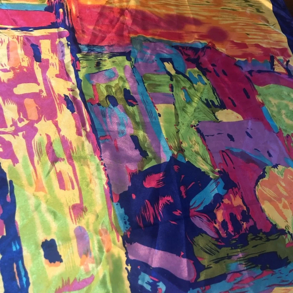 Scarf based on Kadinsky Munich painting- Silk, Or Silk-like (no Tags) Colorful!